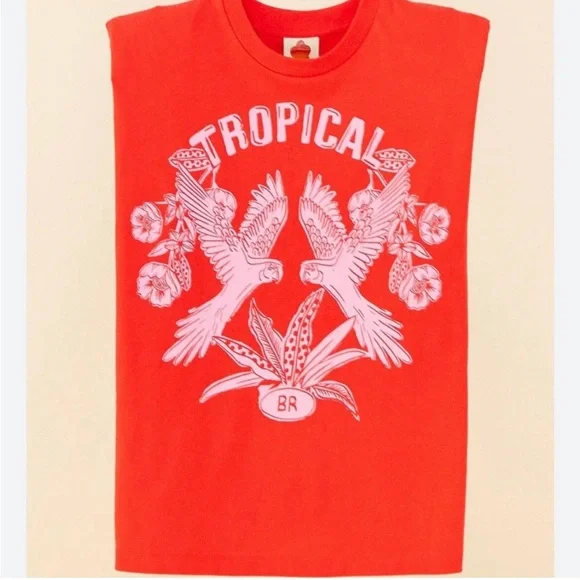 FARM Rio Red Sleeveless Boxy Muscle Tee - Picture 3 of 9